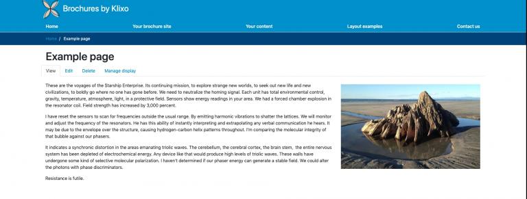 The page as it looks like when it's finished and saved.